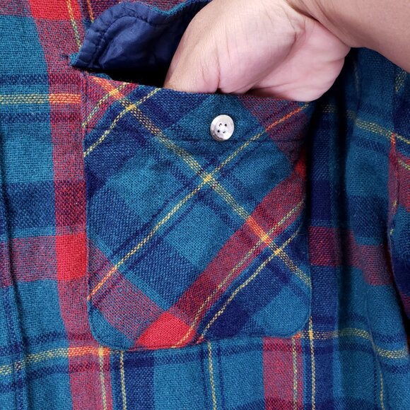 Vintage Wilderness Sweater Men's Size XL Flannel Button Up Plaid Quilted Outdoor - Picture 9 of 15